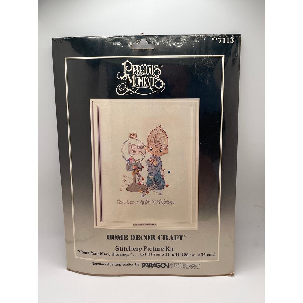 Precious Moments, Stitchery Picture Kit Count Your Blessings VTG 1984 Paragon